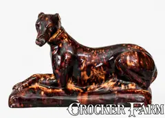 Extremely Rare JOHN W. BELL / Waynesboro, Pa. Whippet Dog Figure, circa 1880 by John W. Bell, circa 1880, Redware, sold Nov 2025