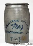Williams And Reppert, Rare WILLIAMS & REPPERT / GREENSBORO, PA Stoneware Jar w/ Hand-written "T. F. RE", circa 1880, Stoneware