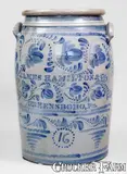 Jas. Hamilton & Co., Outstanding JAS. HAMILTON & CO. / GREENSBORO, PA Stoneware Jar w/ Profuse Freehand Decoration, circa 1870, Stoneware