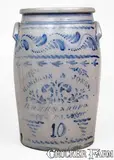 Hamilton & Jones, 10 Gal. HAMILTON & JONES / GREENSBORO, PA Stoneware Jar w/ Elaborate Decoration