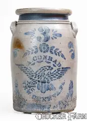 A. Conrad, 3 Gal. A. CONRAD / NEW GENEVA, PA Stoneware Jar w/ Eagle Decoration, circa 1875, Stoneware