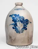 Cowden & Wilcox, 2 Gal. COWDEN & WILCOX / HARRISBURG, PA Stoneware Jug w/ Floral Decoration