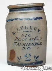 E. Lulley, Rare E. LULLEY / WASHINGTON, DC Stoneware Jar, circa 1880, Stoneware