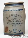 E. Lulley, Rare E. LULLEY / WASHINGTON, DC Stoneware Jar, circa 1880, Stoneware