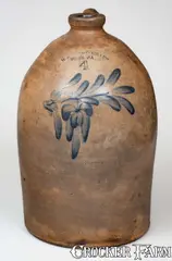 H B. Pfaltzgraff, 4 Gal. H. B. PFALTZGRAFF / YORK, PA Stoneware Jug w/ Floral Decoration, circa 1870-1889, Stoneware