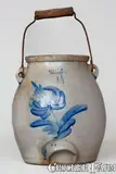 Evan R. Jones, EVAN R. JONES / PITTSTON, PA Stoneware Batter Pail w/ Cobalt Floral Decoration, circa 1875, Stoneware