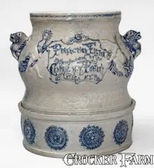 Central N.Y. Pottery, Elaborate CENTRAL N.Y. POTTERY / UTICA, NY Stoneware Water Cooler, late 19th century, Stoneware