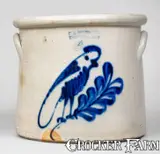 F. B. Norton & Co, 4 Gal. F. B. NORTON & CO. / WORCESTER, MASS. Stoneware Parrot Crock, circa 1858-1877, Stoneware