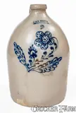 J. & E. Norton, 2 Gal. J. & E. NORTON / BENNINGTON, VT Stoneware Jug w/ Floral Decoration