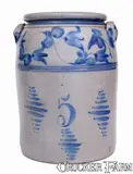 Boughner, Scarce 5 Gal. BOUGHNER / GREENSBORO, PA Stoneware Jar w/ Freehand Floral Decoration, circa 1860, Stoneware