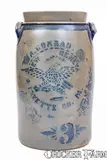 A. Conrad, Scarce A. CONRAD / NEW GENEVA / FAYETTE CO., PA Stoneware Stenciled Eagle Churn, circa 1875, Stoneware