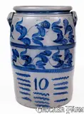 Boughner, Exceptional 10 Gal. BOUGHNER / GREENSBORO, PA Stoneware Jar w/ Elaborate Freehand Decoration, circa 1865, Stoneware