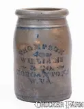 Williams & Co., THOMPSON, WILLIAMS & CO. / MORGANTOWN, W. VA Stoneware Canning Jar, circa 1875, Stoneware