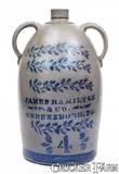 James Hamilton & Co., 4 Gal. JAMES HAMILTON & CO. / GREENSBORO, PA Stoneware Double-Handled Jug, circa 1875, Stoneware