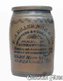 E. J. Miller, 2 Gal. E. J. MILLER / ALEXANDRIA, VA Stoneware Advertising Jar w/ Stenciled Sun, circa 1875, Stoneware