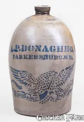 A.P. Donaghho, 2 Gal. A. P. DONAGHHO / PARKERSBURG, W. VA Stoneware Stenciled Eagle Jug, circa 1875, Stoneware