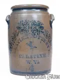 Palatine Pottery Co., 4 Gal. PALATINE POTTERY CO. / PALATINE, W VA Stoneware Stenciled Horse Jar, circa 1880, Stoneware