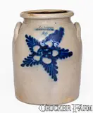 J. & E. Norton, Rare Fine J. & E. NORTON / BENNINGTON, VT Stoneware Jar w/ Star Flower Decoration, circa 1855, Stoneware