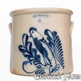 F. B. Norton & Co, 5 Gal. F. B. NORTON & CO. / WORCESTER, MASS. Stoneware Parrot Crock, circa 1858-1877, Stoneware
