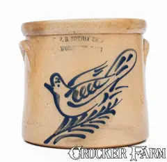 F. B. Norton Sons, F. B. NORTON SONS / WORCESTER, MASS. Stoneware Crock w/ Dove Decoration, circa 1880, Stoneware