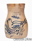 Frank B. Norton, Fine FRANK B. NORTON / WORCESTER, MASS. Stoneware Pitcher w/ Dove Decoration, circa 1880, Stoneware