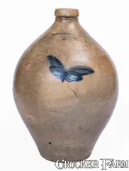 Julius Norton, 2 Gal. JULIUS NORTON / BENNINGTON, VT Stoneware Butterfly Jug, c1840, c1840, Stoneware