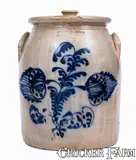 Fenton & Hancock, FENTON & HANCOCK / ST JOHNSBURY VT Lidded Stoneware Jar w/ Elaborate Floral Decoration, c1852-58, c1852-58, Stoneware