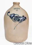 J. & E. Norton, 2 Gal. J. & E. NORTON / BENNINGTON, VT Stoneware Jug w/ Slip-Trailed Floral Decoration, circa 1855, Stoneware