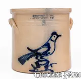 J. Norton & Co., Rare Three-Gallon J. NORTON & CO / BENNINGTON VT Stoneware Crock w/ Bird-on-Stump Design