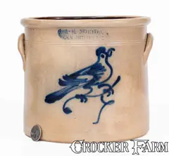 E. Norton, J. &. E. NORTON / BENNINGTON, VT Stoneware Bird Crock, c1855, c1855, Stoneware