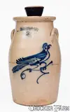 J. Norton & Co., 3 Gal. J. NORTON & CO. / BENNINGTON, VT Stoneware Bird Churn, c1860