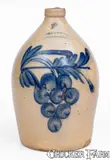 Cowden & Wilcox, COWDEN & WILCOX / HARRISBURG Stoneware Grapes Jug, circa 1865, Stoneware