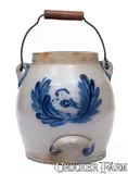 Cowden & Wilcox, Extremely Rare COWDEN & WILCOX / HARRISBURG, PA Stoneware Batter Pail w/ Bird-in-Wreath, circa 1865, Stoneware