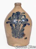 Cowden & Wilcox, 2 Gal. COWDEN & WILCOX / HARRISBURG, PA Stoneware Jug w/ Elaborate Floral Decoration, circa 1865, Stoneware