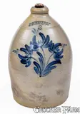 Cowden & Wilcox, 3 Gal. COWDEN & WILCOX / HARRISBURG, PA Stoneware Jug w/ Triple Floral Decoration, circa 1865, Stoneware