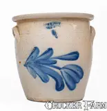 Evan R. Jones, EVAN R. JONES / PITTSTON, PA Stoneware Jar w/ Cobalt Floral Decoration, c1875, c1875, Stoneware
