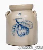 Pottery Works, POTTERY WORKS / LITTLE WST 12TH ST N.Y Stoneware Jar w/ Pear Decoration, circa 1870, Stoneware