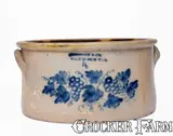 L. Lehman & Co, Rare L. LEHMAN & CO. / WEST 12 ST. N.Y. Large-Sized Stoneware Cake Crock w/ Grapes Decoration, circa 1860, Stoneware