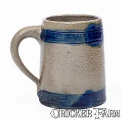 F. Heyde, F. HEYDE / NO 648 4TH ST. NY Cobalt-Banded Stoneware Mug, mid to late 19th century, Stoneware