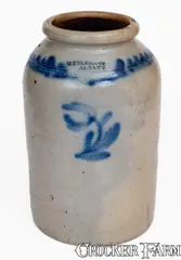 M. Tyler & Co., M. TYLER & CO. / ALBANY Stoneware Jar w/ Floral Decoration, circa 1825, Stoneware
