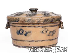 M. Tyler, Outstanding Lidded Stoneware Cake Crock, "Robert H. Williams" at M. TYLER / ALBANY Pottery (Son of Durell Williams), circa 1840, Stoneware