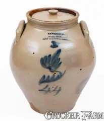 S. S. Wandell, Extremely Rare S. S. WANDELL / WEST TROY / STONE WARE FACTORY Jar Dated "44", 1844, Stoneware