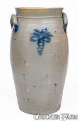 Atheron & Trice, Very Rare ATHERON & TRICE / ALBANY, NY Stoneware Churn, c1820-26, c1820-26, Stoneware