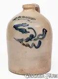 J. B. Magee, Rare J. B. MAGEE / ITHACA, NY Stoneware Jug w/ Floral Decoration, c1853-55, c1853-55, Stoneware