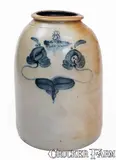 Wm E. Warner, 3 Gal. WM. E. WARNER / WEST TROY Stoneware Tobacco Jar