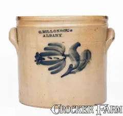 C. DILLON & CO. / ALBANY Stoneware Crock, c1835-36 by C. Dillon & Co., c1835-36, Stoneware, sold Aug 2025