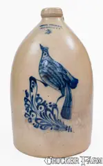 Ottman & Co., 3 Gal. HAXSTUN, OTTMAN & CO. / FORT EDWARD, NY Stoneware Jug w/ Bold Bird Decoration, circa 1875, Stoneware