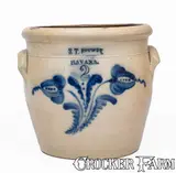 S. T. Brewer, 2 Gal. S. T. BREWER / HAVANA Stoneware Jar w/ Floral Decoration, c1855, c1855, Stoneware