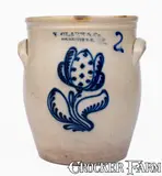 N. Clark & Co., 2 Gal. N. CLARK & CO. / ROCHESTER Stoneware Jar w/ Floral Decoration, circa 1839-1851, Stoneware