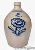 John Burger, 2 Gal. JOHN BURGER / ROCHESTER Stoneware Jug w/ Floral Decoration, circa 1860, Stoneware